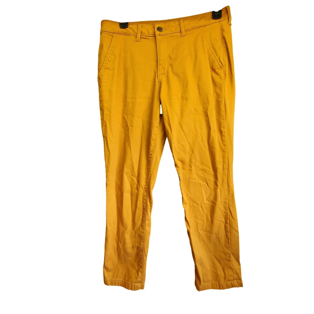 St. Johns Bay Girlfriend Chino Pants Mustard Yellow Size 12 Stretch Cotton